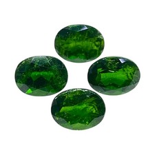 4 Pcs Natural Chrome Diopside 9x7mm Oval Cut Vivid Green Loose Gemstones Lot