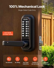 Mechanical Keyless Entry Door Lock, 2.0 Code Upgrade, 4-7 Digits Code, Single-S