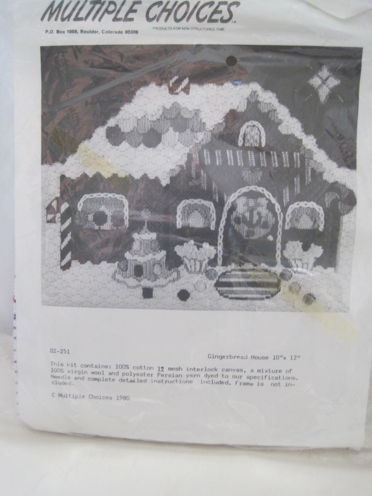 Vintage Multiple Choices Crewel Kit Gingerbread House Christmas 10x12 1980
