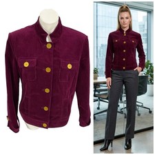 Jones New York Blazer Womens Large Red Corduroy Jacket Office Basic Work Capsule