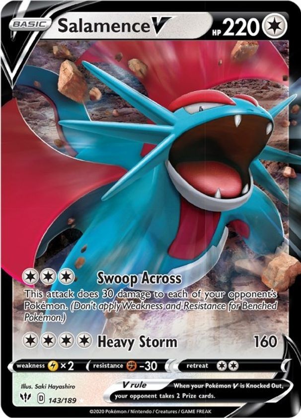 Salamence V - 143/189 - Pokemon Darkness Ablaze Sword Shield Ultra Rare Card NM
