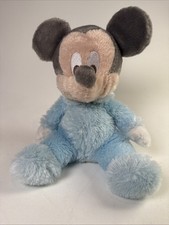 Disney Parks Mickey Mouse Baby Plush 9" Blue Pajamas Stuffed Toy Chime Rattle