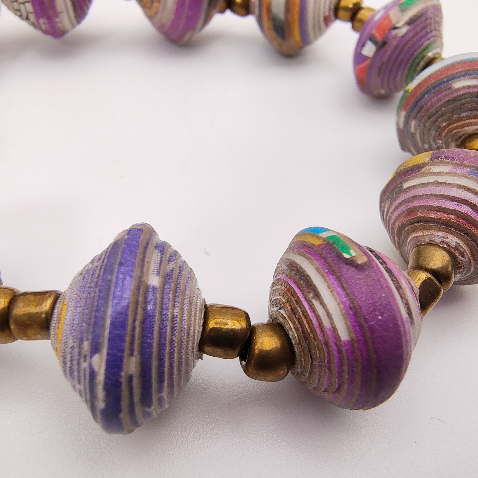 Boho Stackable Recycled Paper Bead Bracelets Set … - image 13