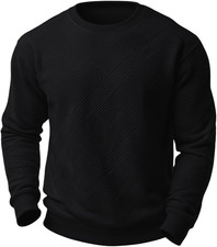 Men'S Crewneck Casual Sweatshirts Geometric Texture Long Sleeve Solid Color Pull