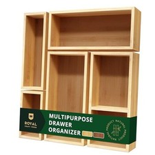 5-Piece Bamboo Drawer Organizer Set   Multi-Use Storage Trays for 5 Boxes