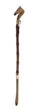 Vintage Horse Head Shoe Horn 22" Bamboo Style Long Handle Equestrian Decor
