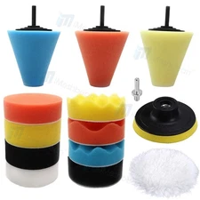 Foam Drill Polishing Cone Ball Pads Kit Car Hub Waxing Buffing Wheel Polisher 3"