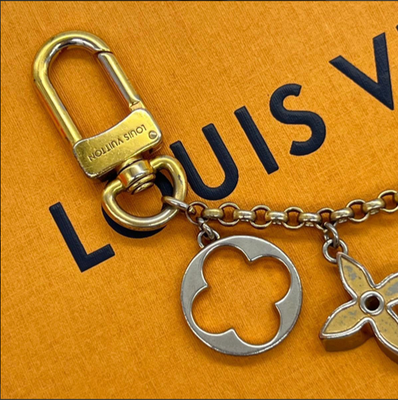 Auth Louis Vuitton Fleur de Monogram Bag Charm Key Ring M65111