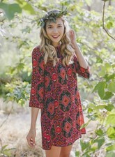 Everly Bohemian Print Erina Shift Dress Medium