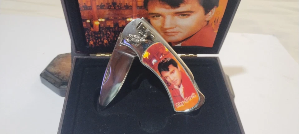 Cuchillo Elvis Presley 440 de acero inoxidable con estuche  Foto 2 de 4