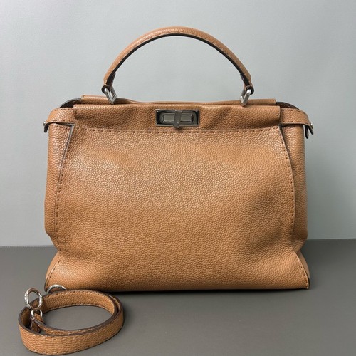 FENDI Peekaboo Caramel Brown Handbag Crossbody Bag For Women