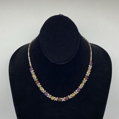 Ross-Simons 925 Sterlingsilber Multi-Edelstein Diamant X & O Halskette 17'' 22,8 g