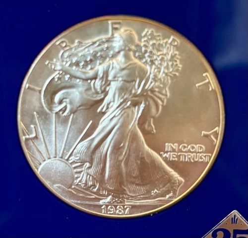 Uncirculated 1 Oz .999 Fine Silver 1987 US Walking Liberty One Dollar Coin