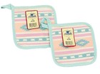 VTG Cannon Pot Holders 2 Southwestern Aztec Print Pink Blue NWT — photo 1