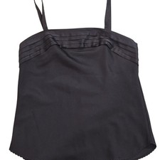 Vintage Lingerie Black Satin Cami Tank Top Goth Coquette Minimalist Deena XS/S