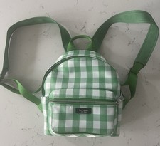 kate spade green and white gingham mini backpack with green straps NWT Sam Icon Gingham Printed Fabric Small Backpack | Kate Spade  main image 3