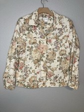 VTG Y2K Cottagecore Cream Jacket Women L Floral Prairie Grannycore Twee