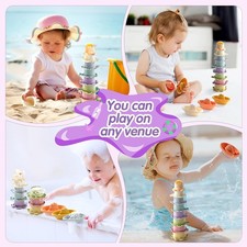 Bath Toys for Kids Toddlers, 12 PCS Mold Free Toddler Bath Toys Boats and Cups