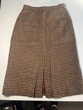 Vtg Equation Midi Houndstooth Plaid Wool Blend Skirt Women s Size 8