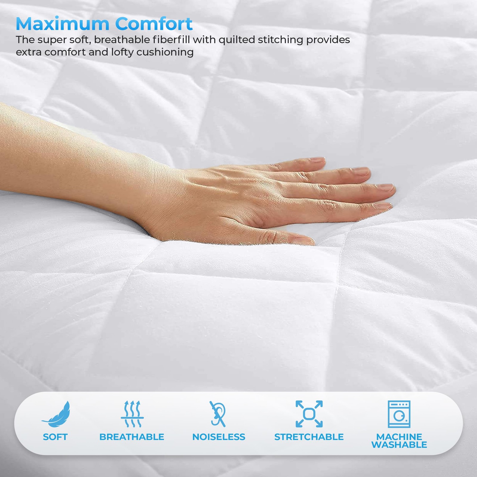 Lux Decor Collection Mattress Pad-King Cover Stretches Up to 16 Inches-Full