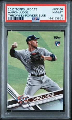 AARON JUDGE 2017 TOPPS UPDATE US166 POWDER BLUE  /50 📈 ROOKIE RARE POP 5 PSA 8