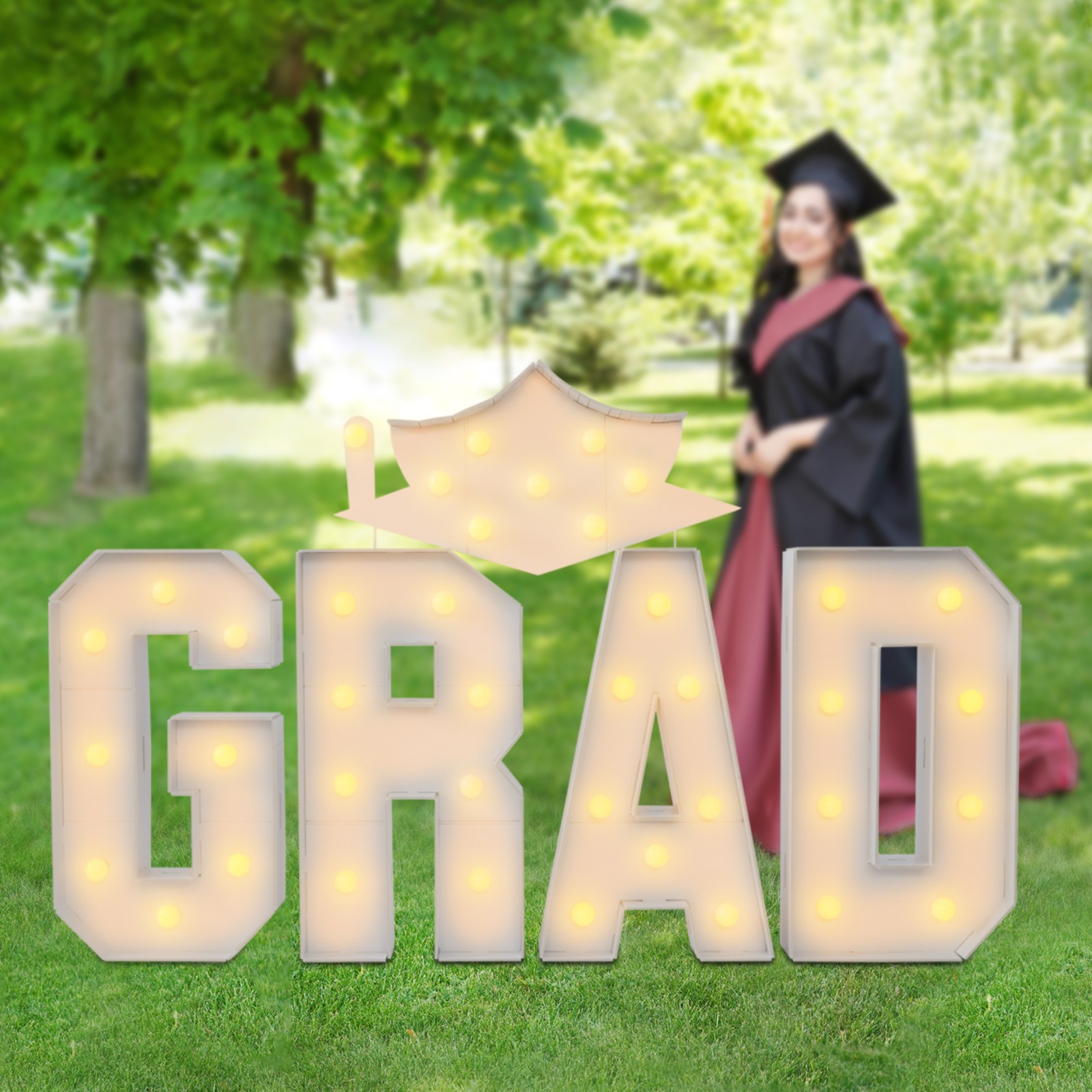 Graduation Decorations, Light Letters, GRAD Light Letters Kit Freestanding