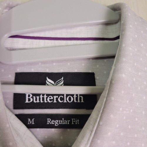 Buttercloth Shirt Mens Medium Gray Polka Dot Flip Cuff Regular Fit Long Sleeve - Picture 3 of 8