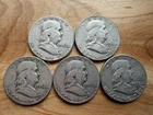 [Lot of 5] Franklin Half Dollars - 90% Silver