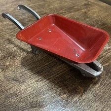 Vintage Tin Toy Wheelbarrow Red with Yellow Wheel