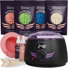 Waxing kit for women, Digital Hard Wax Warmer with 4 Packs of Natural Wax Bea...