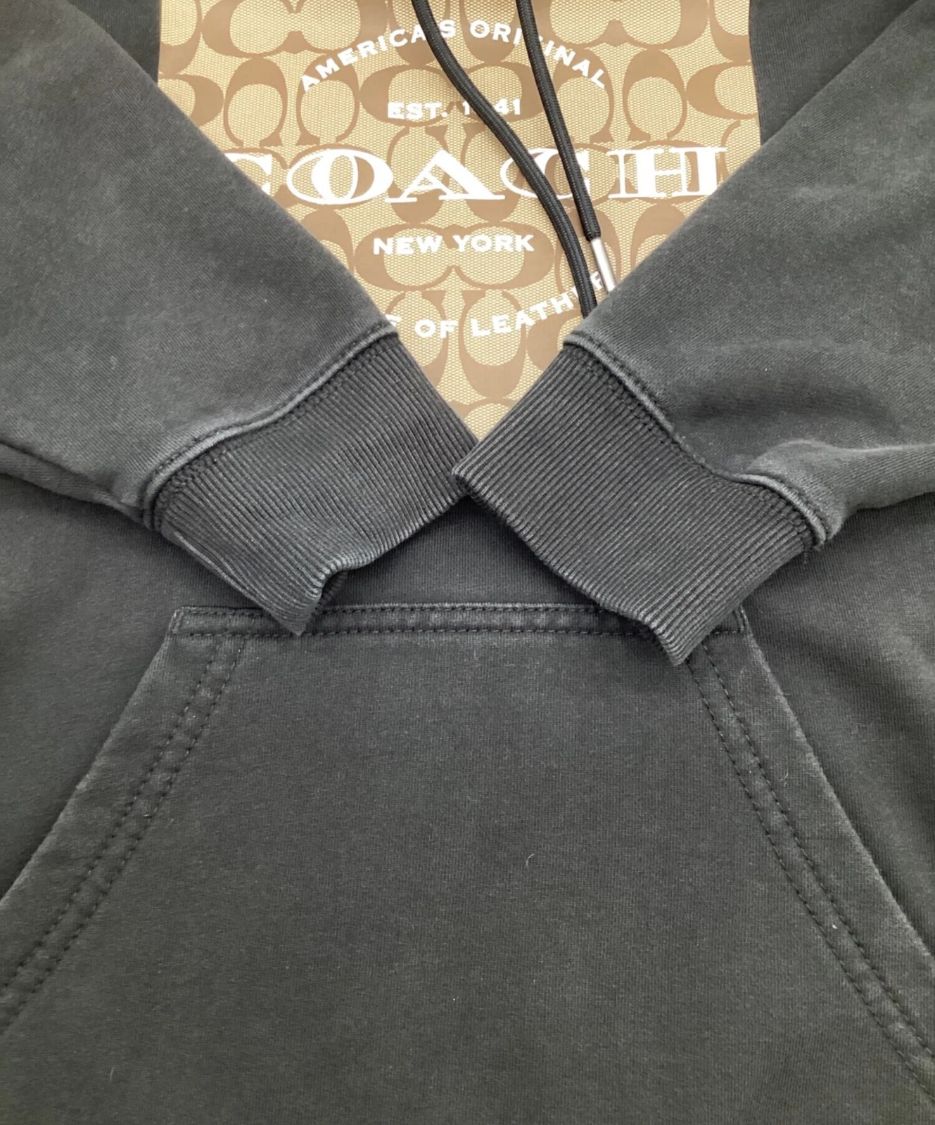 COACH Signature Pullover Felpa con Cappuccio Taglia:S Nero Uomo C8774