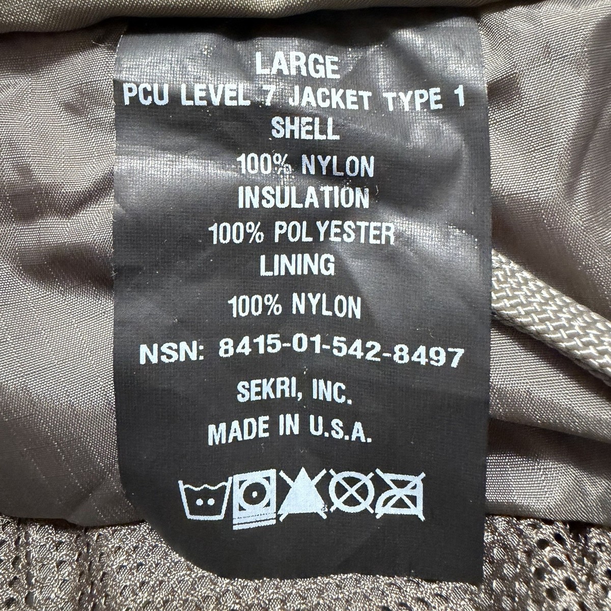 Sekri Inc Large PCU Level 7 Jacket Type 1 Shell USA Made **No Hood