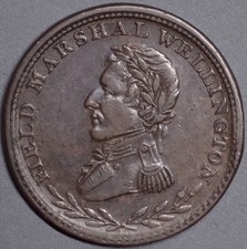 1813 Canada Field Marshal Wellington Half Penny Token High Grade
