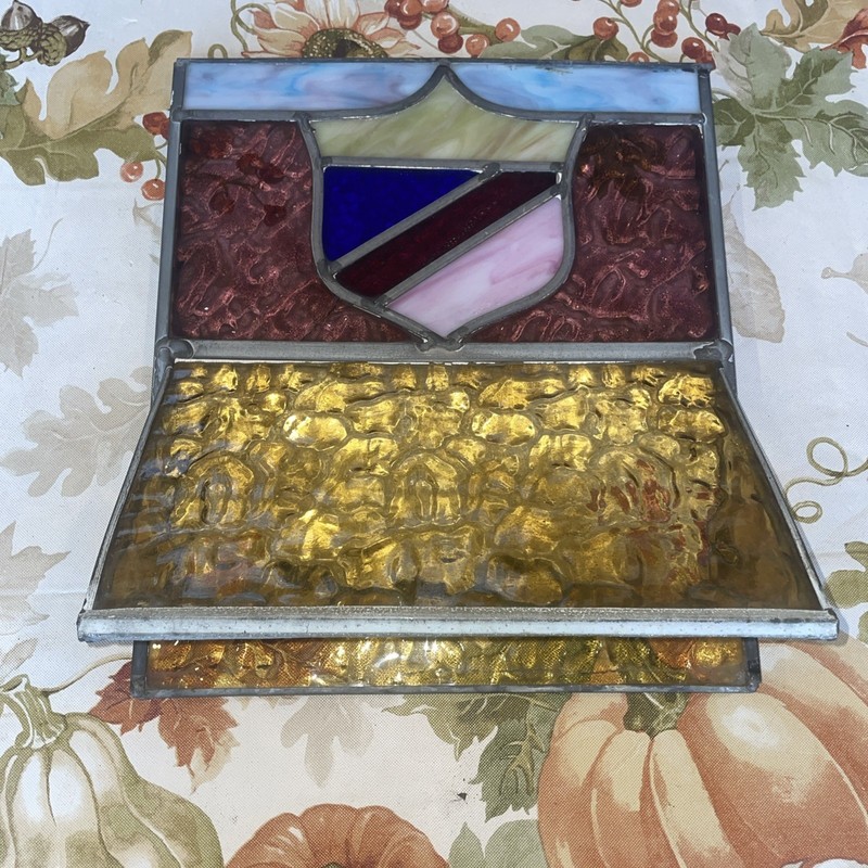 Antique Unique Stained Glass Handmade Vent Wall Panel For Parts Repair Repurpose