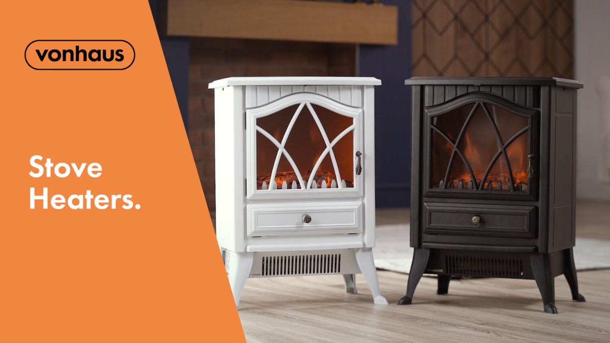 VonHaus Electric Stove Heater 1800W Indoor Fireplace Log/Wood
