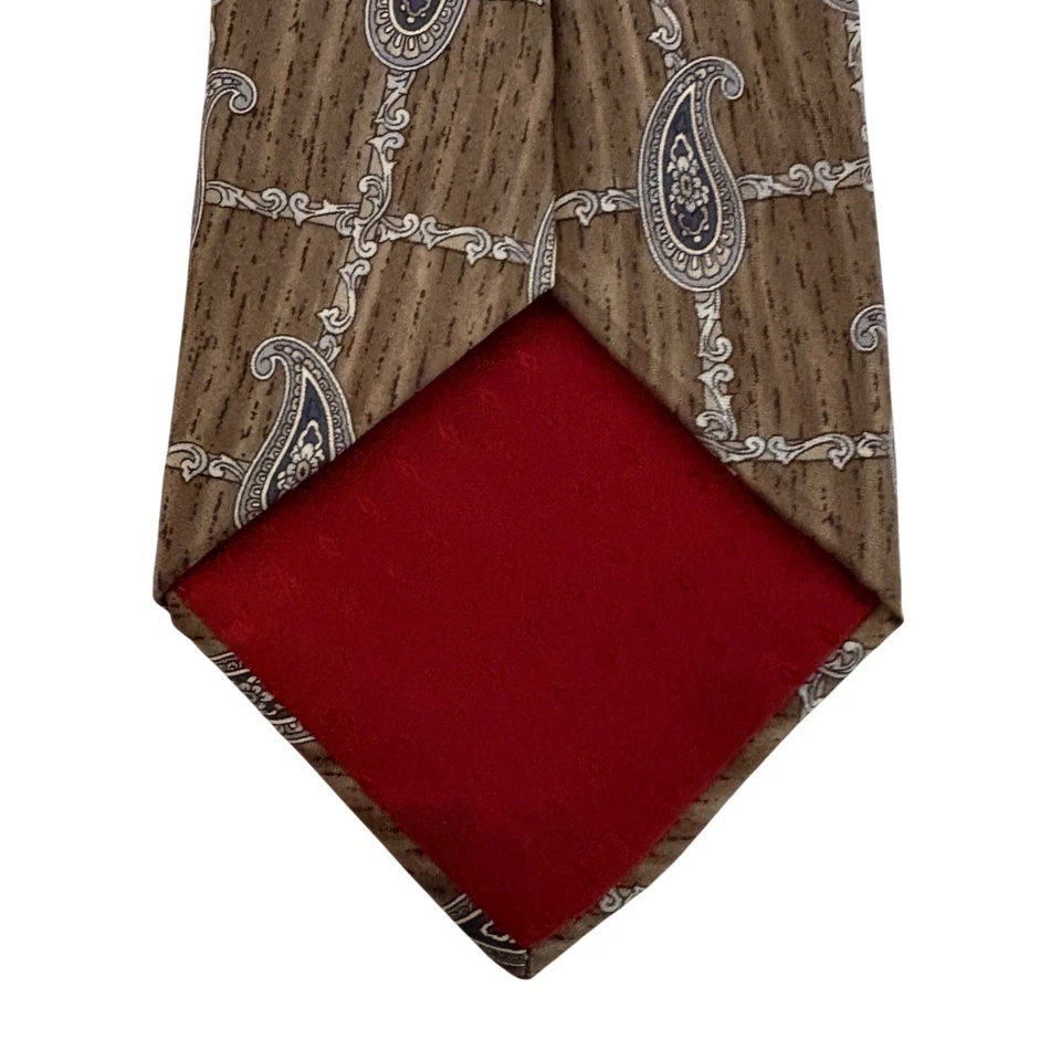 Requisitos Corbata de Seda Italiana Marrón Madera Grano Paisley Hombre Corbata Oficina Regalo Foto 4 de 4