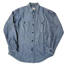 Sugar Cane Herringbone Work Shirt Made in USA Size L