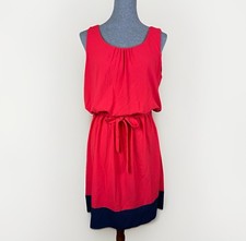 Tommy Hilfiger Women's Large Red Dress A-Line Sleeveless Elastic Waist Belted