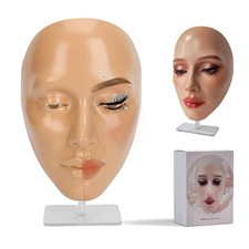 Golden Wheat 5D Makeup Practice Face Board, Silicone Mannequin, Reusable, Eye
