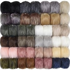 46 Pieces Faux Fur Pom Pom Fluffy Hat Pom Pom Balls with Elastic Soft Color