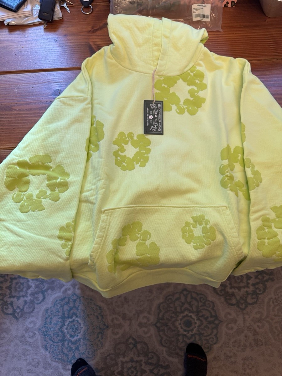 Denim Tears Mono Cotton Wreath Hoodie Neon Green - XLarge | eBay