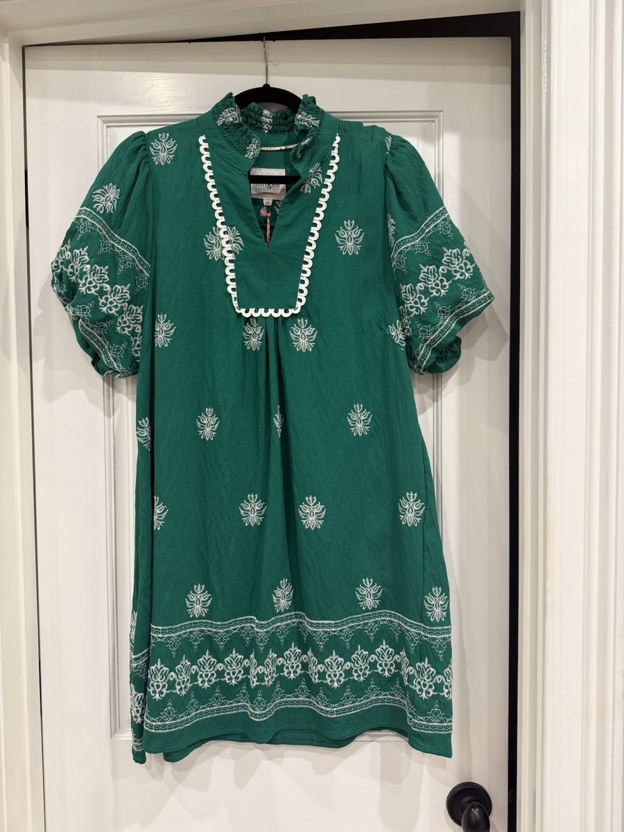 Umgee Spring Summer Fall dress small S M L Green Puff Sleeve NWT | eBay