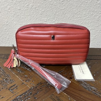 New David Jones Paris Faux Leather Clutch Caramel Red
