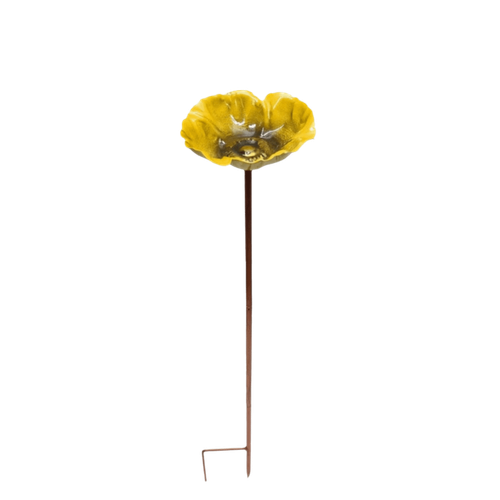 Supporto bagno uccellino a forma di fiore dispenser acqua uccellino metallo palo giardino - Foto 13 di 17