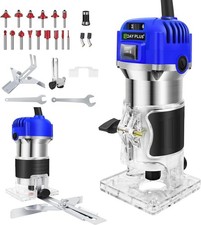 Router Trimmer Woodworking Handheld Router with Base &15pcs 1/4'' Router Bit Set