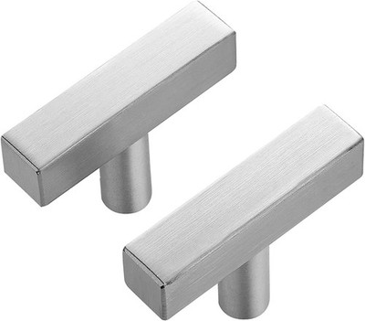10 PCS Cabinet Knobs 2 Inch Square T Bar Brushed Nickel Single Hole Silver Pull