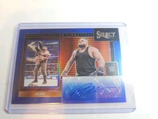2024 Select WWE Akam Blue Prizm Ringside Action Auto 12/49 - RAW