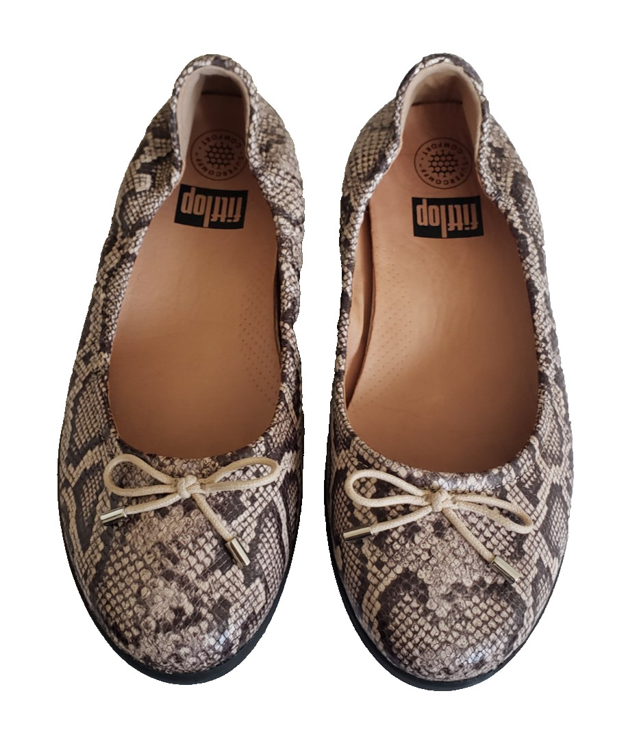 FitFlop Super Comfort Slip on Snake Print Leather Loafer Flats Women's Size 8.5 image 5