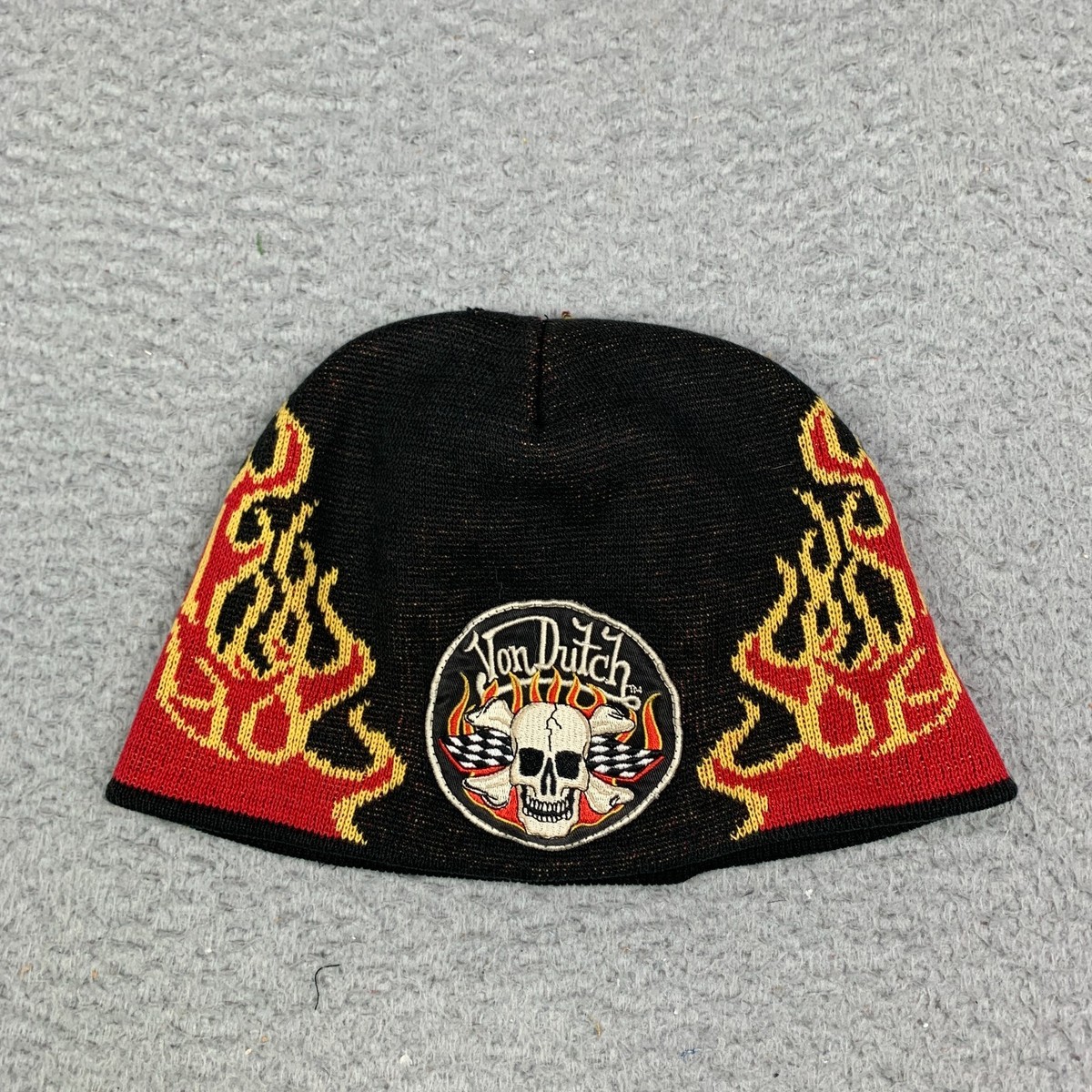 Vintage VON DUTCH Y2K Beanie Special Edition Rare Fire Flame Hat