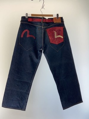 EVISU Straight Bag Cinch Jeans Navy 38 Used